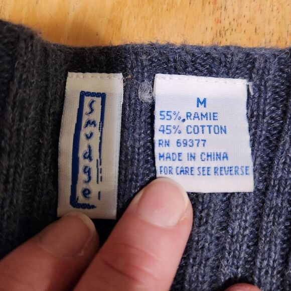 VTG Y2k Smudge blue ribbed lace up front bell sleeve boho long sweater jacket - Picture 4 of 4